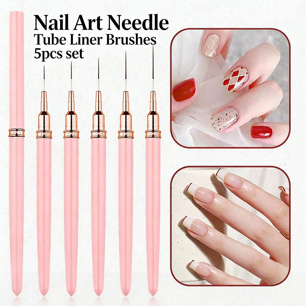 Brush Bristle Set - Zestaw 5 pędzli do zdobienia paznokci,